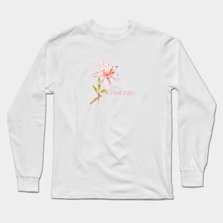 Watercolor Pink Lily Long Sleeve T-Shirt